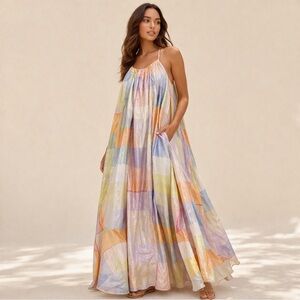 Pilcro Anthropologie Iridescent Patchwork Maxi Dress XS NWT